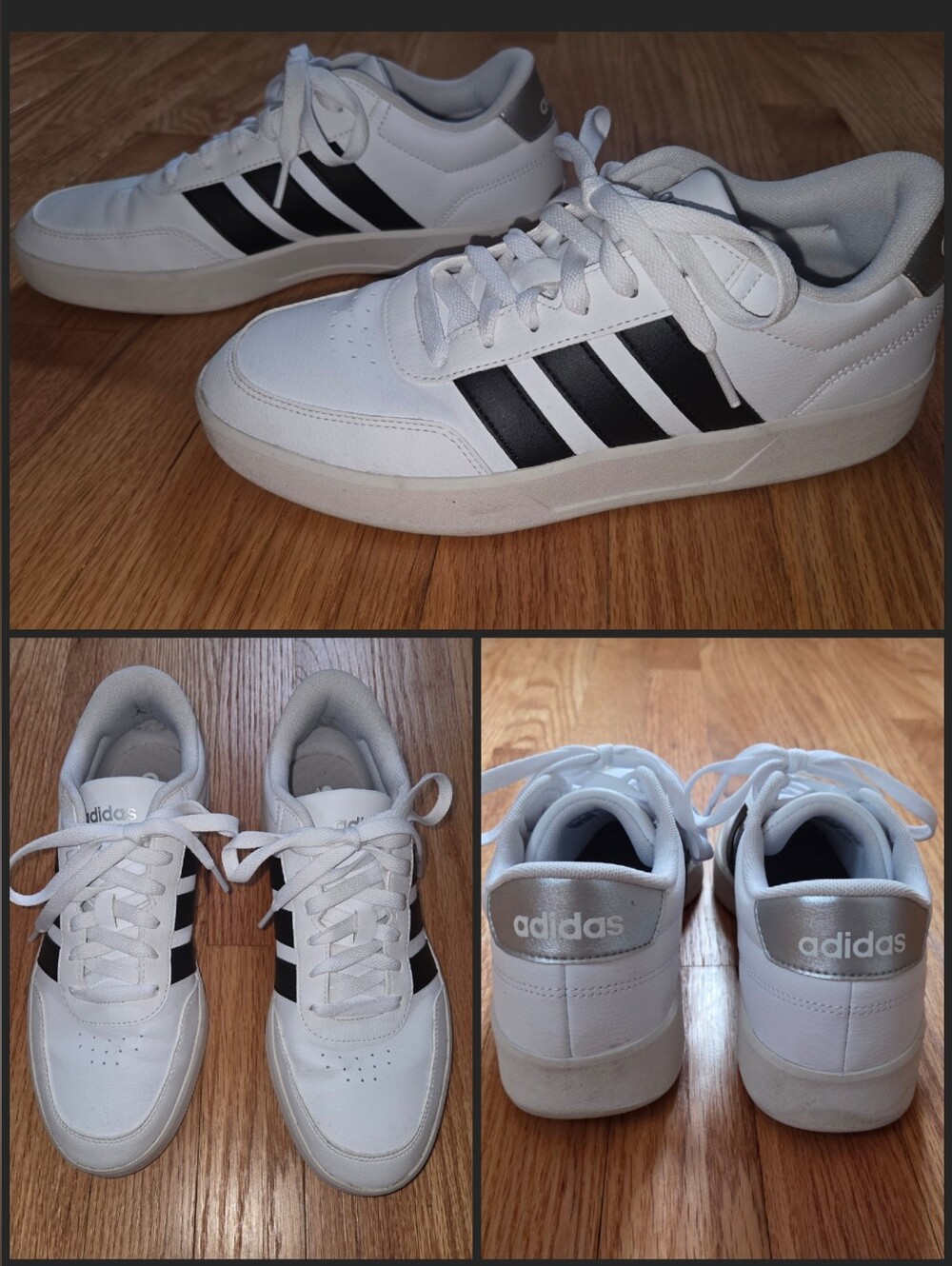 adidas Hoops 3.0 Low White Black Sneakers - Women’s Size 8.5 - EUC